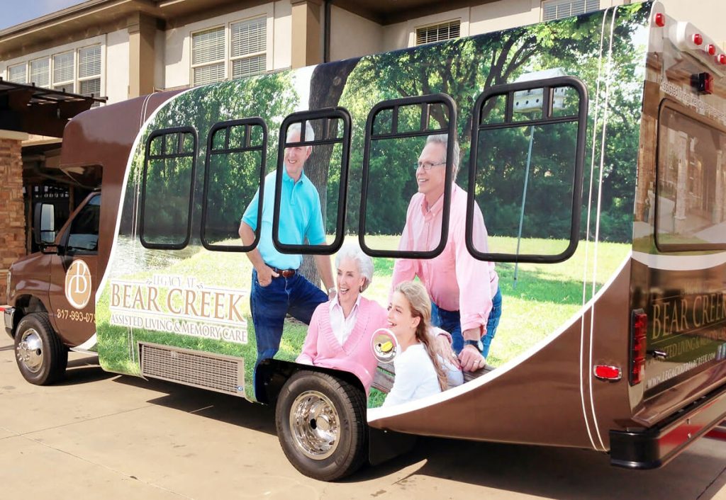 Bear Creek traveler wrapped by Dallas Fort Worth Sign Company