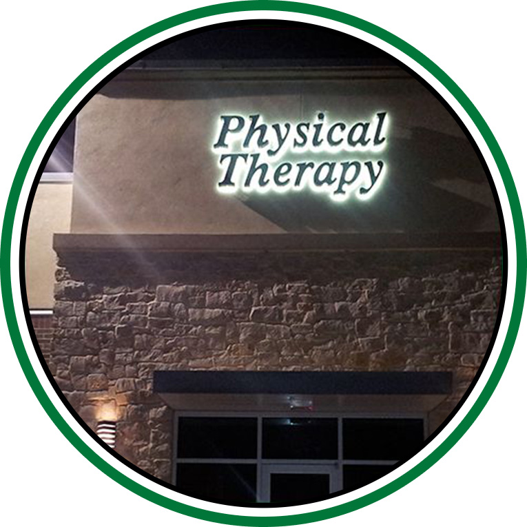Storefront channel letters for Physical Therapy made by Priority Signs & Graphics in Dallas Fort Wort