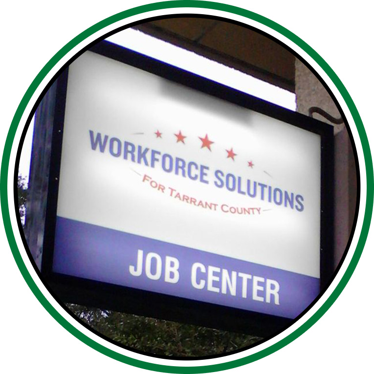 Lighted box sign of job center made by Priority Signs & Graphics in Fort Worth, TX