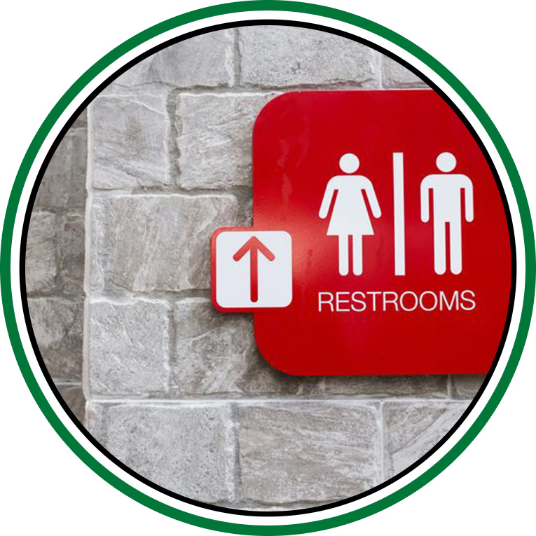 ADA acrylic signs for restroom designed by Priority Signs & Graphics in Dallas, TX