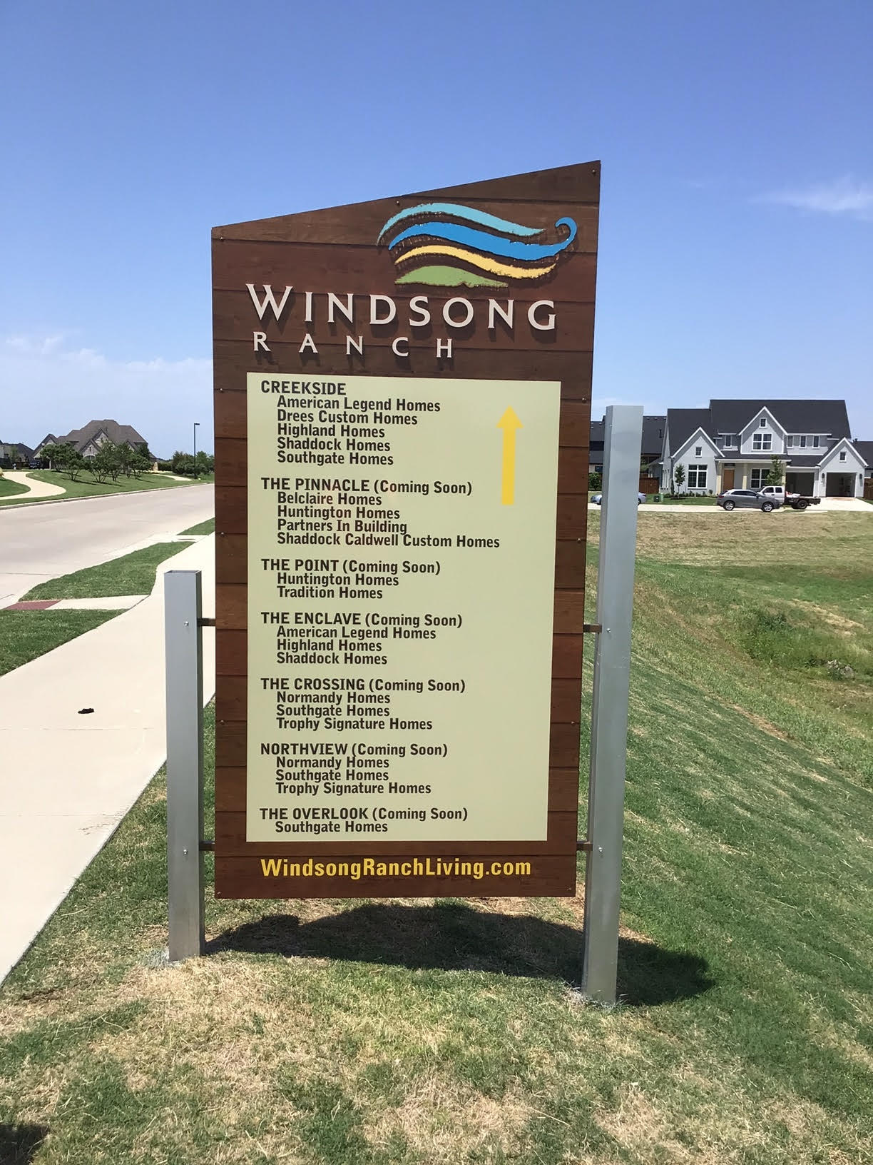 Post and pylon sign for Windsong Ranch made by Sign Company in Dallas Fort Worth, TX
