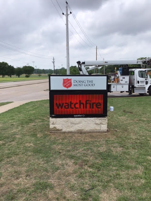 Concrete sign of Watchfire made by Sign Company in Dallas, TX