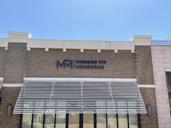 Channel letter sign of Modern Fit Menswear designed by Dallas Sign Company