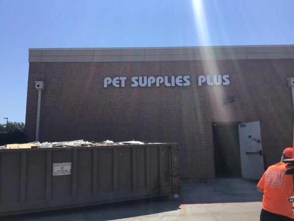 Storefront sign of Pet Supplies Plus