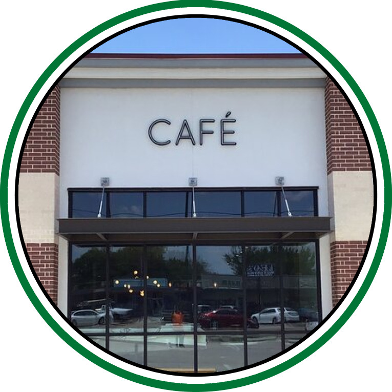Outdoor business sign for cafe