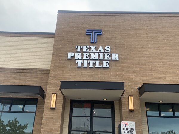Channel letter and logo of Texas Premier Title