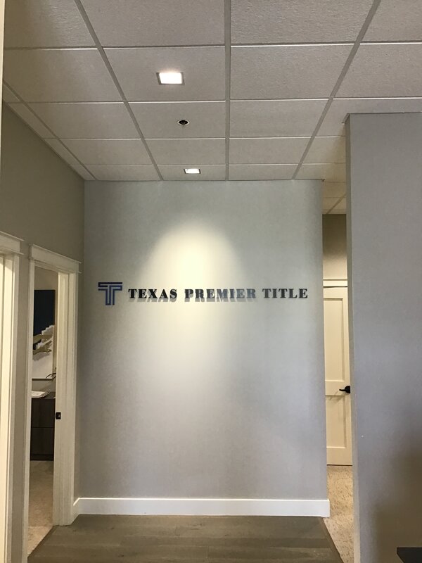 Custom acrylic letters and logo of Texas Premier Title