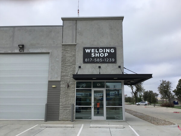 Custom building sign of Welding Shop in Dallas, TX