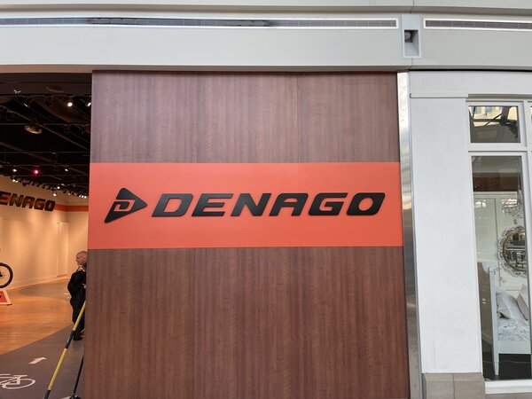 Indoor lettering and logo sign for Denago business in DFW, TX