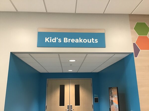 Office display signs of Kid's Breakouts made by Priority Signs & Graphics