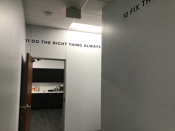 Vinyl lettering for interior office space