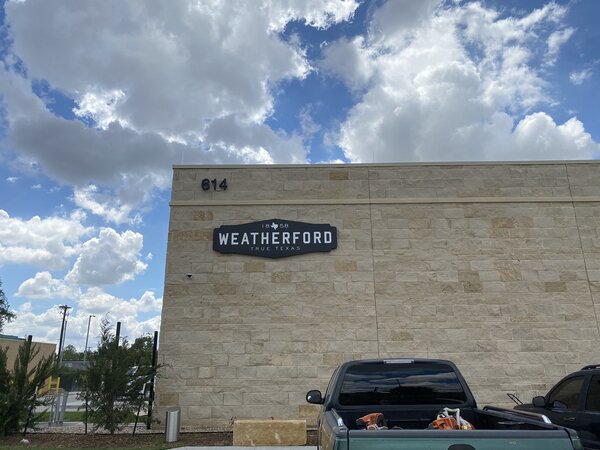 engraved aluminum signage of Weatherford designed & installed in DFW