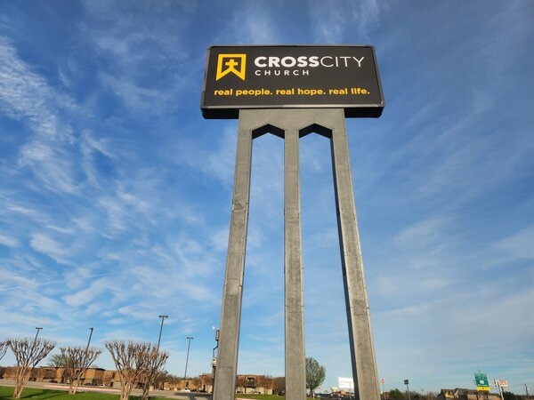 Large pylon sign for Coss City Church